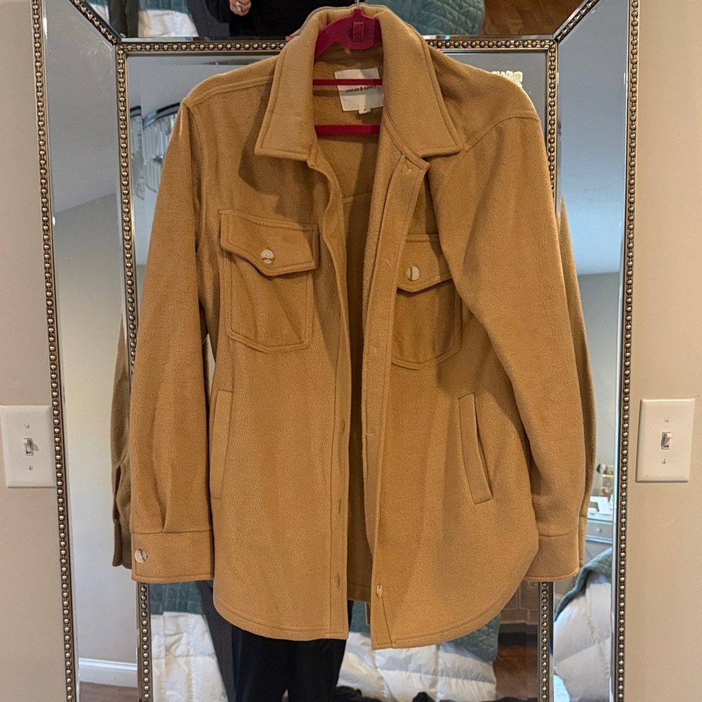Thread & Supply Camel Teddy Shacket Jacket